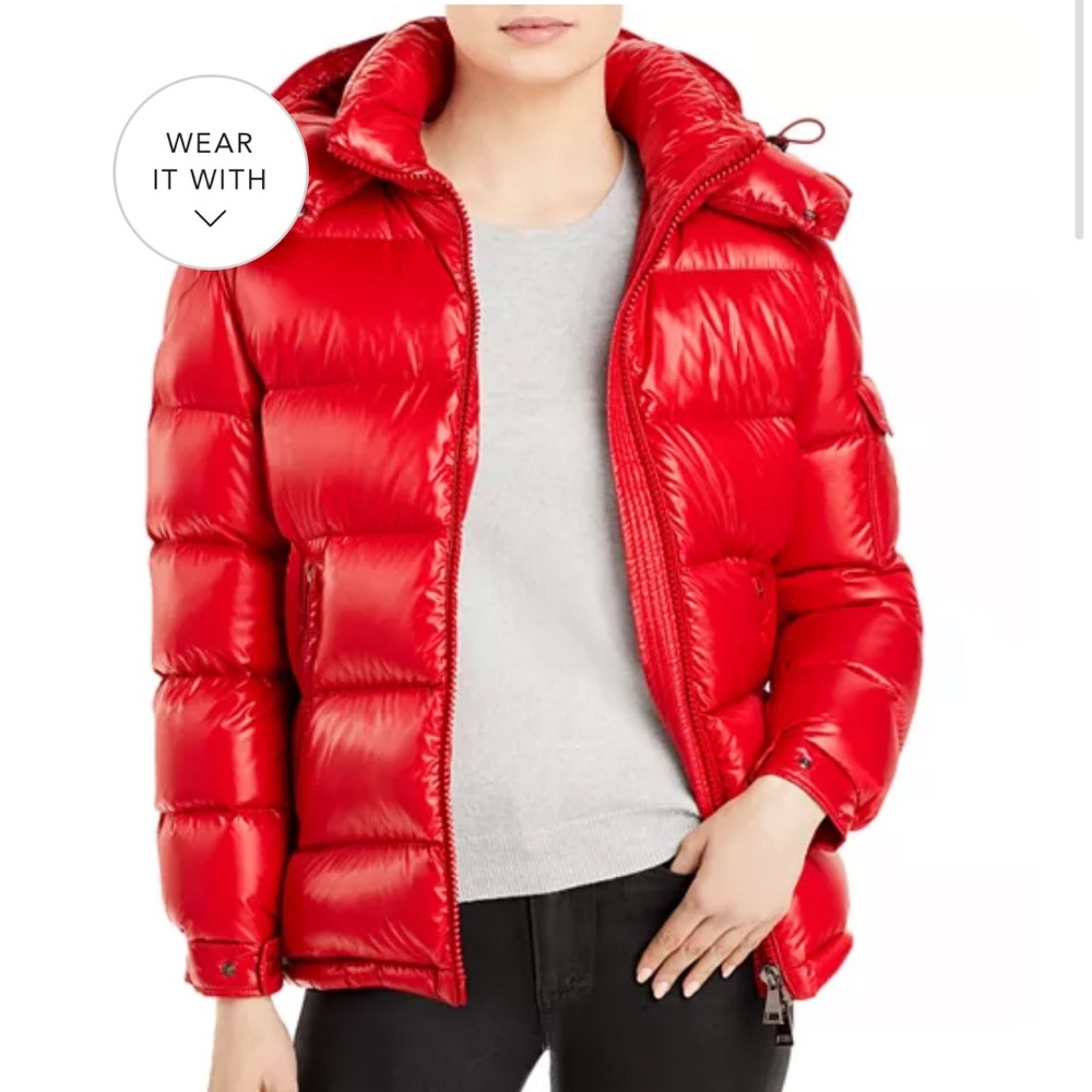 Moncler Maire Hooded Down Coat - Red